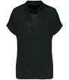 SP221 Spasso Ladies Linen Polo Shirt Black colour image